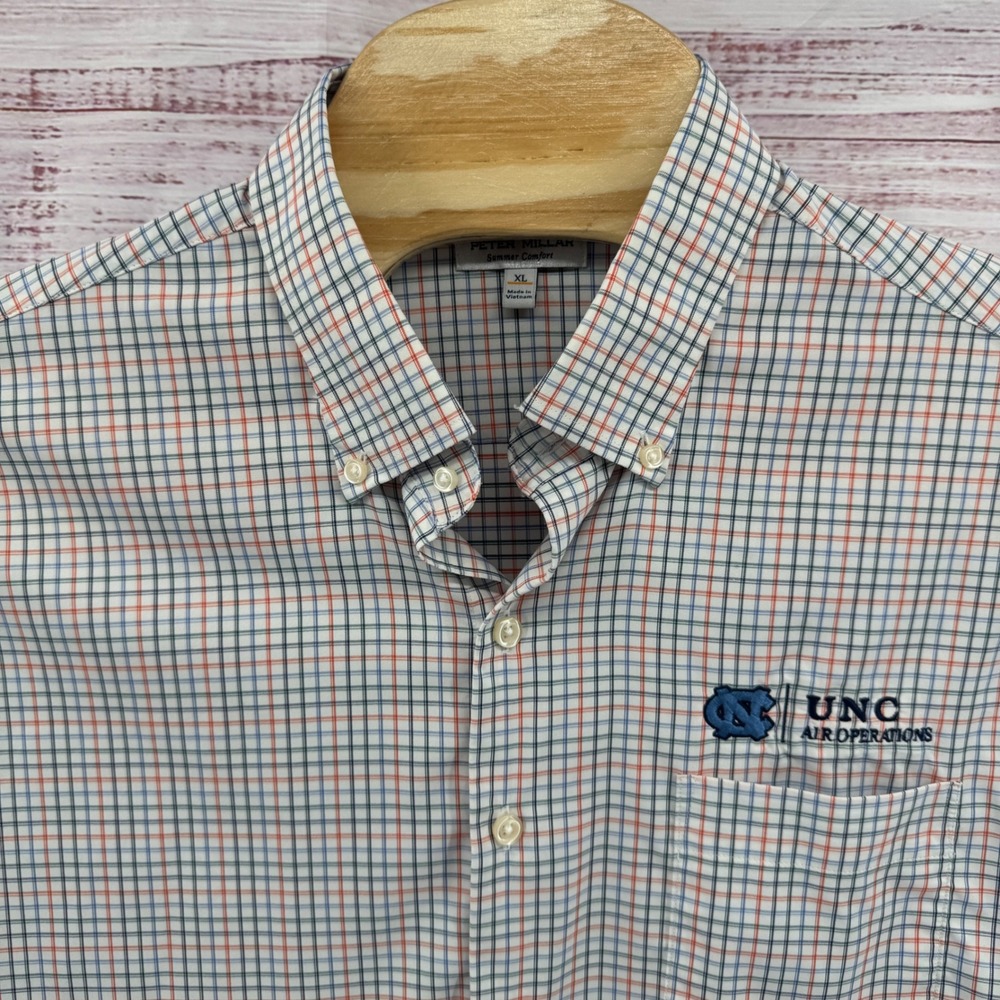 Peter Millar Summer Comfort Shirt XL Plaid Button Down UNC Air‎ Operations